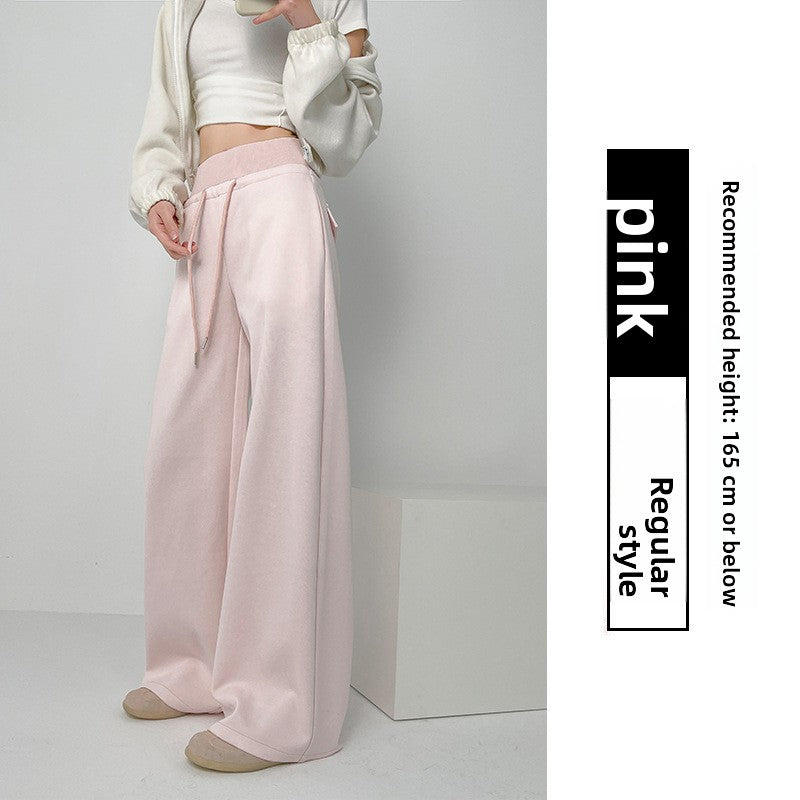Women's Fleece-Lined High-Waisted Straight-Leg Casual Sweatpants