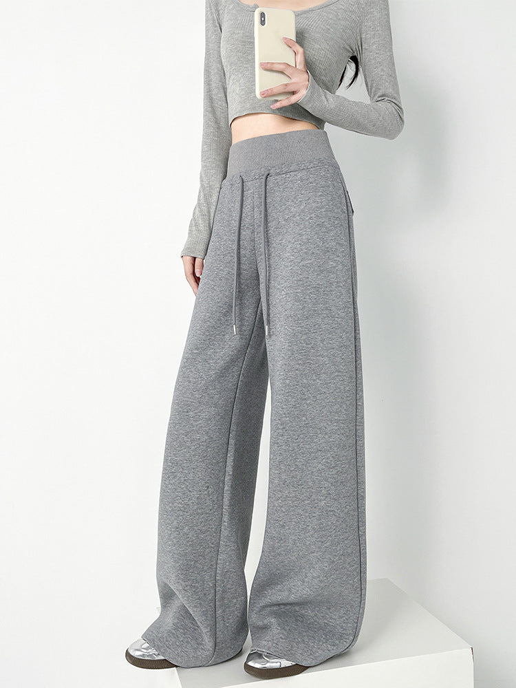 Women's Fleece-Lined High-Waisted Straight-Leg Casual Sweatpants