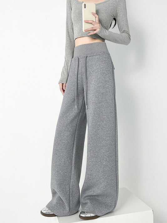 Women's Fleece-Lined High-Waisted Straight-Leg Casual Sweatpants