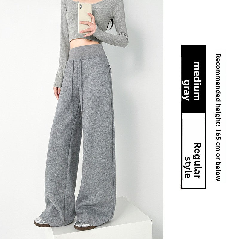 Women's Fleece-Lined High-Waisted Straight-Leg Casual Sweatpants