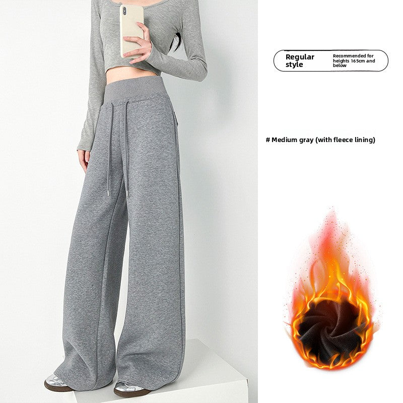 Women's Fleece-Lined High-Waisted Straight-Leg Casual Sweatpants
