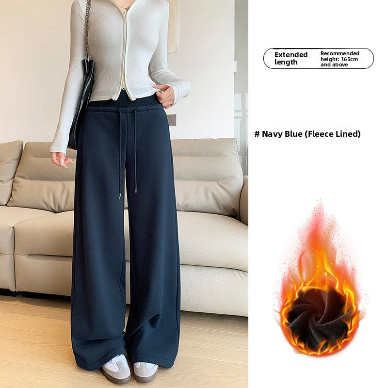 Women's Fleece-Lined High-Waisted Straight-Leg Casual Sweatpants