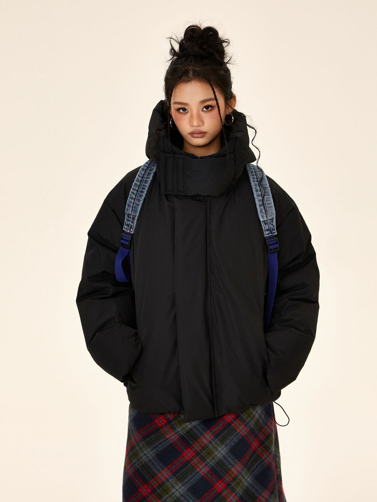 High-Collar Padded Winter Jacket