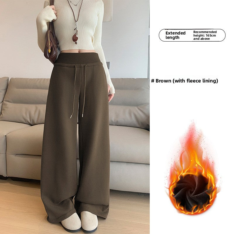 Women's Fleece-Lined High-Waisted Straight-Leg Casual Sweatpants