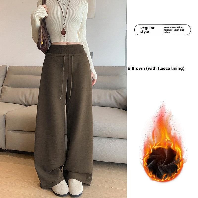 Women's Fleece-Lined High-Waisted Straight-Leg Casual Sweatpants