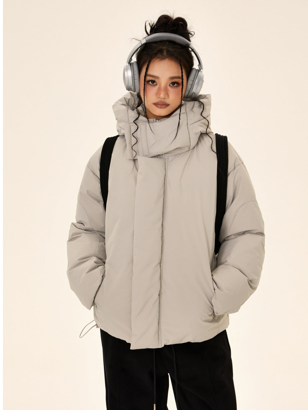 High-Collar Padded Winter Jacket