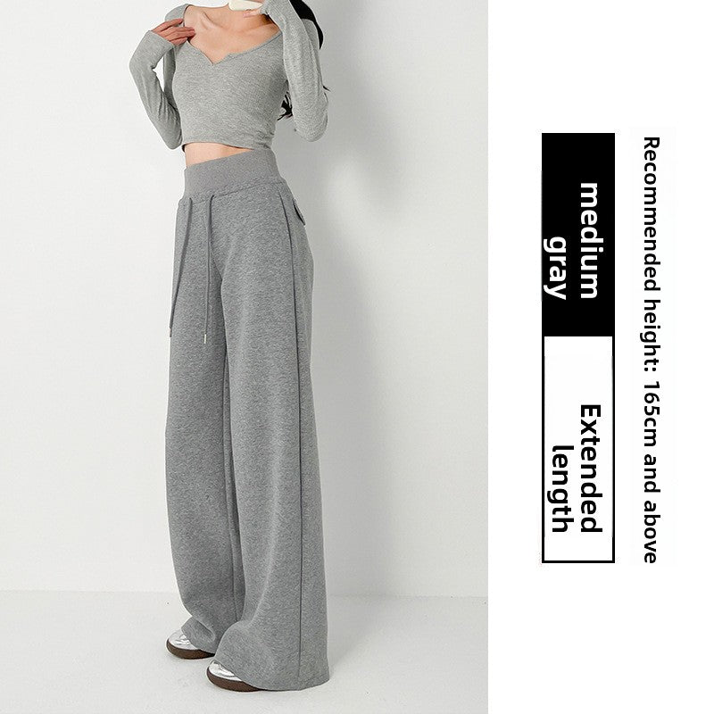 Women's Fleece-Lined High-Waisted Straight-Leg Casual Sweatpants