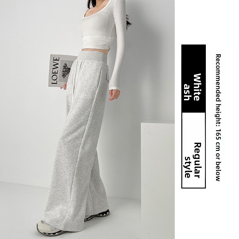 Women's Fleece-Lined High-Waisted Straight-Leg Casual Sweatpants